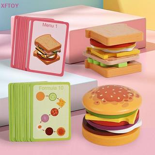 XFTOY Madeira Hamburgo Sanduíche Empilhamento Brinquedos Para Crianças E Montessori Pré-Escolar Educativos Habilidade Mo