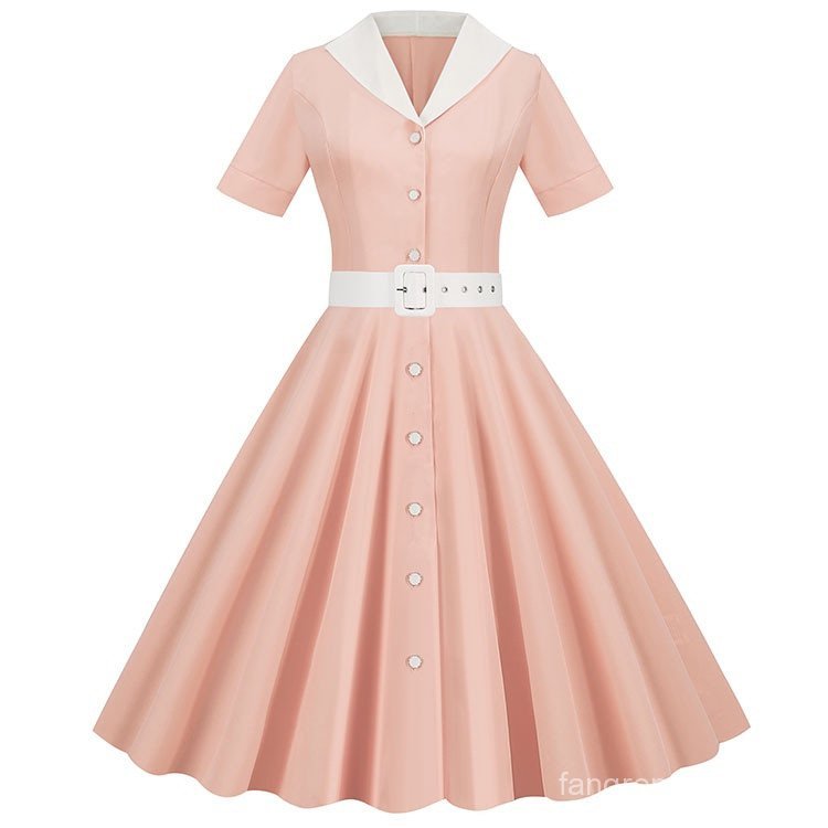 Vestido Feminino Azul Vintage Com Gola Alta/Linha A/Elegante/Cor Sólida Para Festa/Escritório .
