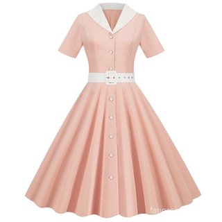 Vestido Feminino Azul Vintage Com Gola Alta/Linha A/Elegante/Cor Sólida Para Festa/Escritório .
