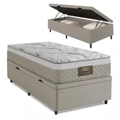 Cama Box Baú Solteiro Cristal Molas Ensacadas 88x188x64cm