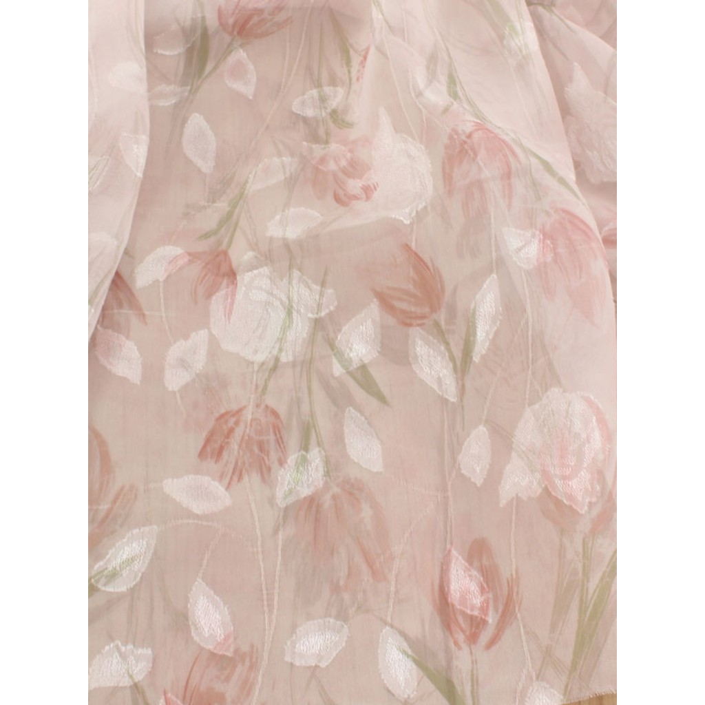 Flor de pêssego rosa fino corte transparente flor Jacquard tecido Han roupas vestido saia blusa cortina gaze tecido diy