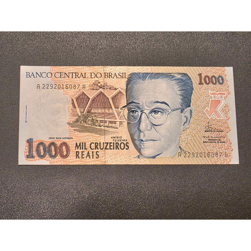 Cédula de 1000 cruzeiros reais, Anísio Teixeira, Soberba, Em excelente estado de conservação, catálogo c.238