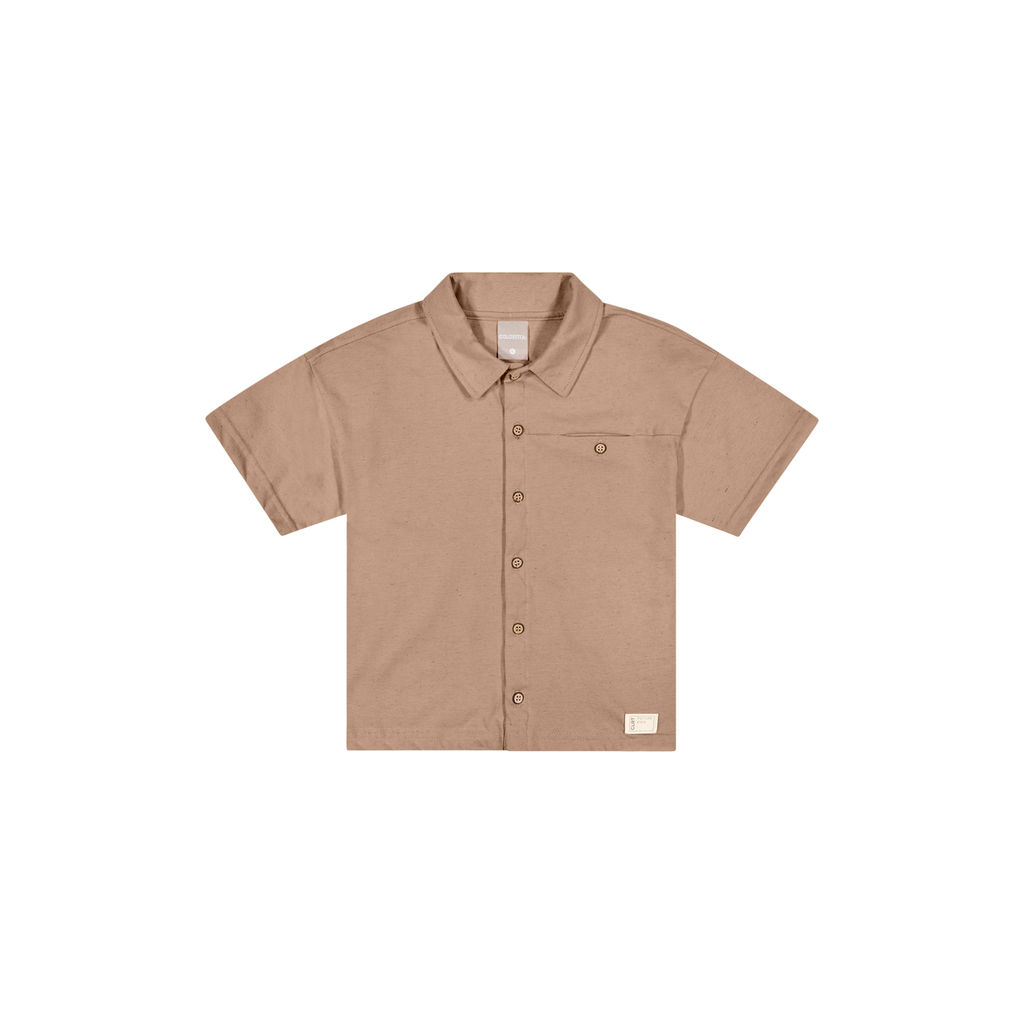 Camisa Infantil Menino Malha Linho Colorittá Marrom