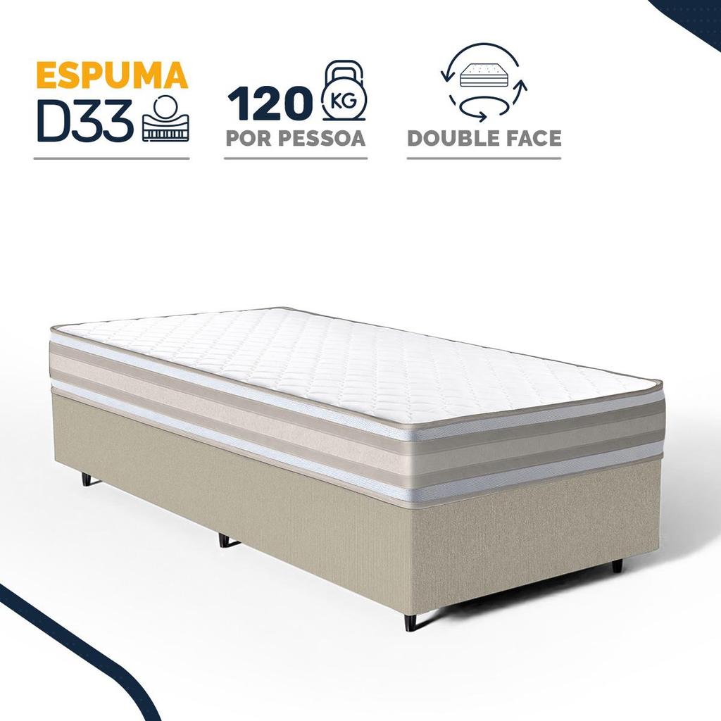 Cama Box com Colchão de Espuma D33 Double Face Territory Hellen Solteiro 88cm