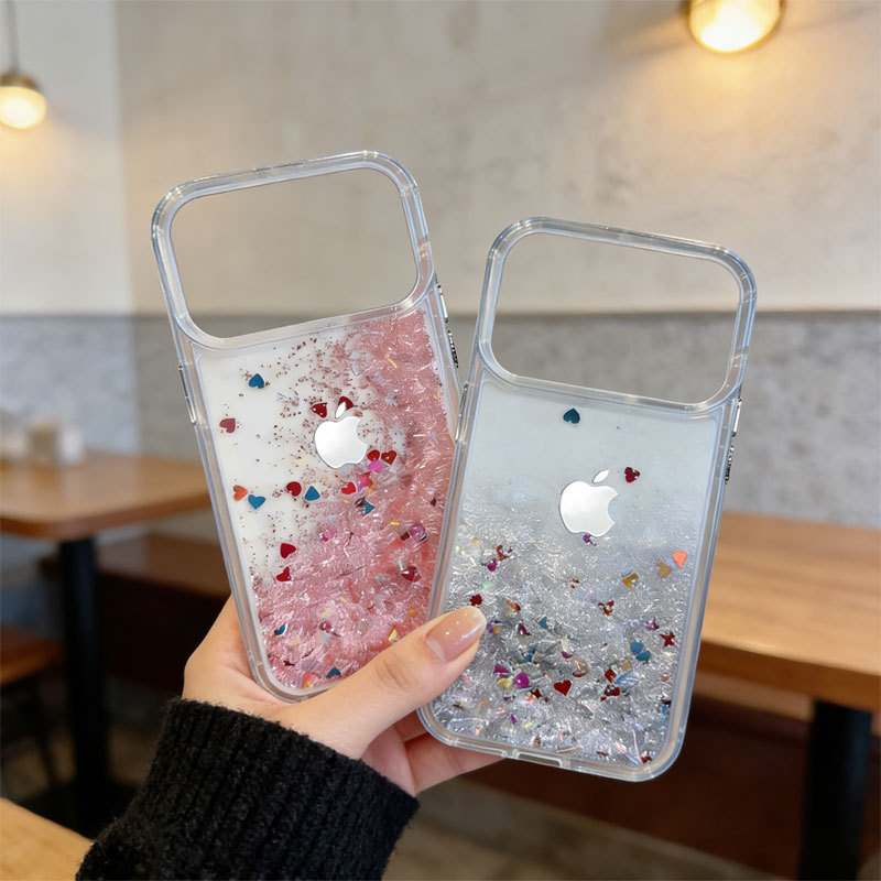 3D LOGO Capinha celular glitter líquido para iPhone XR XSMAX 11 12 13 14 15 16 17PRO MAX Shockproof Capinha