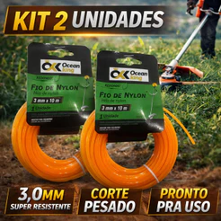 Kit 2 Fio Roçadeira 3.0mm 10m Nylon Super Resistente Corte Pesado Uso Imediato