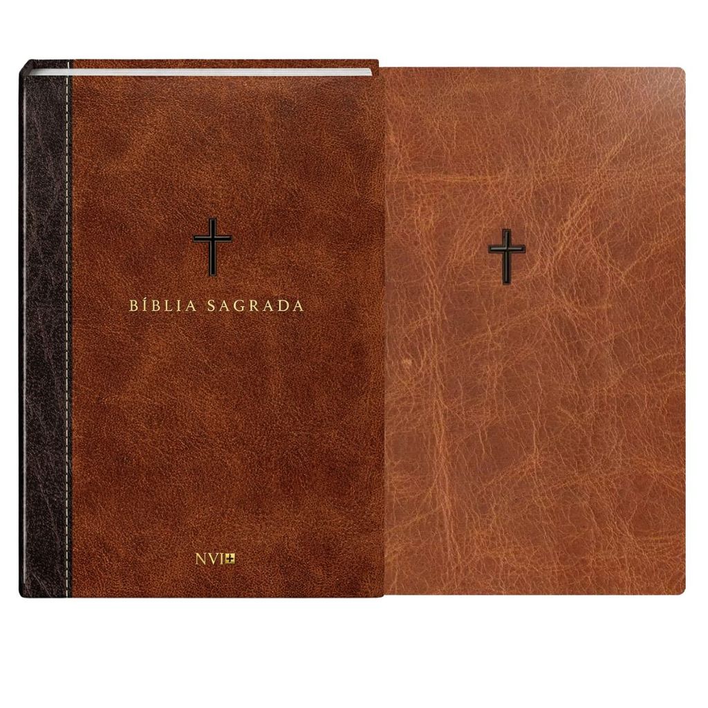 Kit Bíblia Sagrada NVI Capa Dura + Caderneta para anotações moleskine | Cruz Marrom