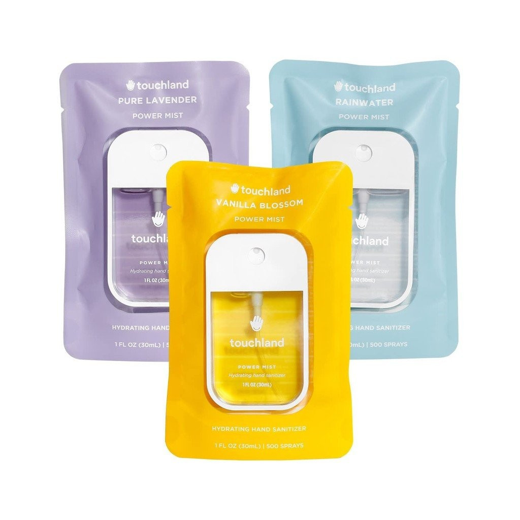 Touchland Power Mist Spray Hidratante para Mãos, Conjunto BLOSSOM Trio (Lavanda, Baunilha, Água da Chuva), 1 FL. OZ. Tam