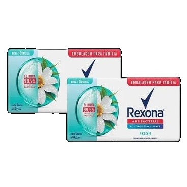 kit 2 Sabonete em Barra Rexona Antibacterial Fresh 6X84G