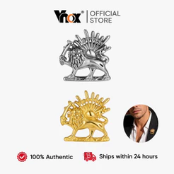 Vnox Exclusivo Leão Persa Sol Broche Pino Casaco Camisola Emblema De Aço Inoxidável Moda Hip Hop Jóias