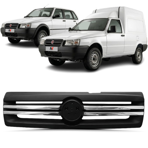 Grade Radiador Uno Fiorino 2009 2010 2011 2012 2013 Preto Friso Cromado