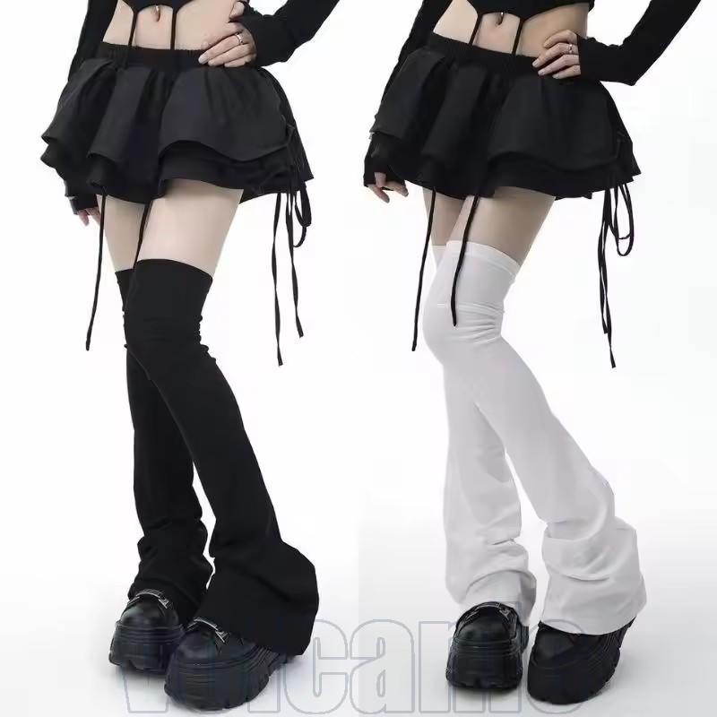 Meias Y2K Pretas E Brancas Para Pernas-Acima Do Joelho Subculturais Na Coxa-Lolita Gótica Leggings Elásticas Japonesas J