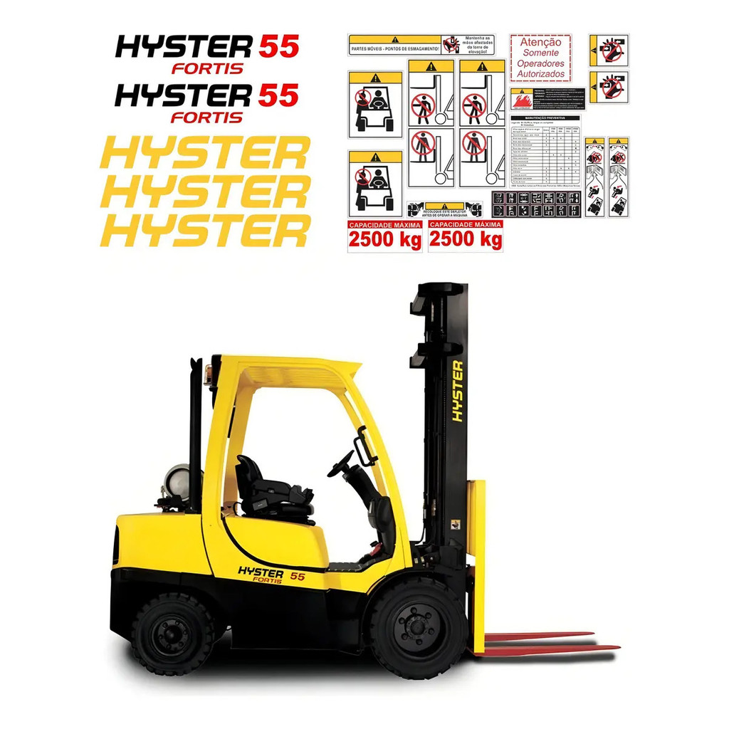Kit Adesivo Empilhadeira Hyster 55 Fortis Cor Padrão