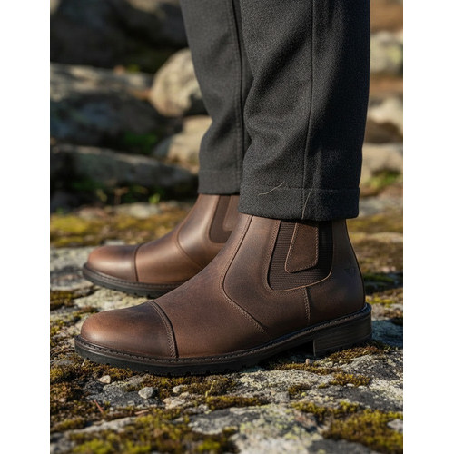 Botina Bota Masculina Confortável Couro Legitimo Vaquejada Trabalho Roça Blaqueada Costurada