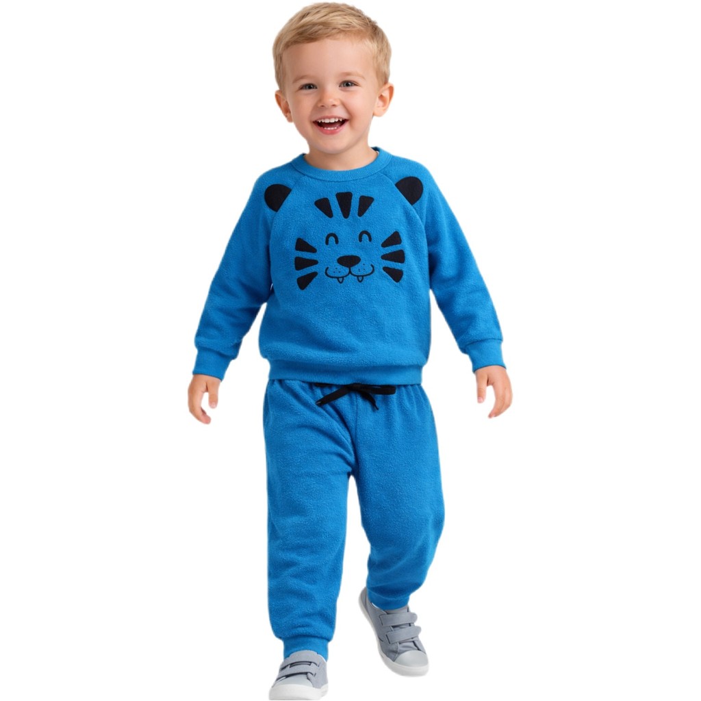 Conjunto Infantil Peluciado Bouclê Tigre com Orelhinhas 1 2 3
