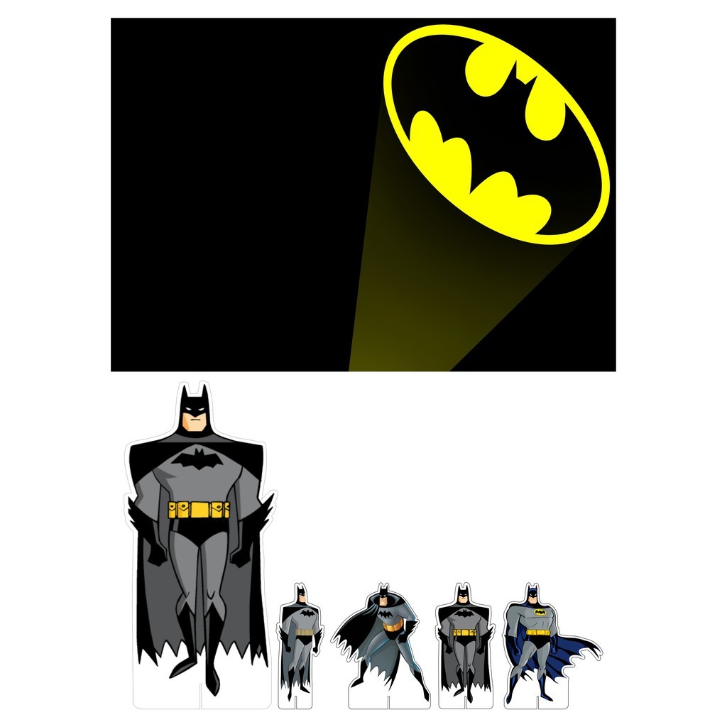 Mini Kit Display + Painel Festa Infantil Batman (Preto/Cinza) FC