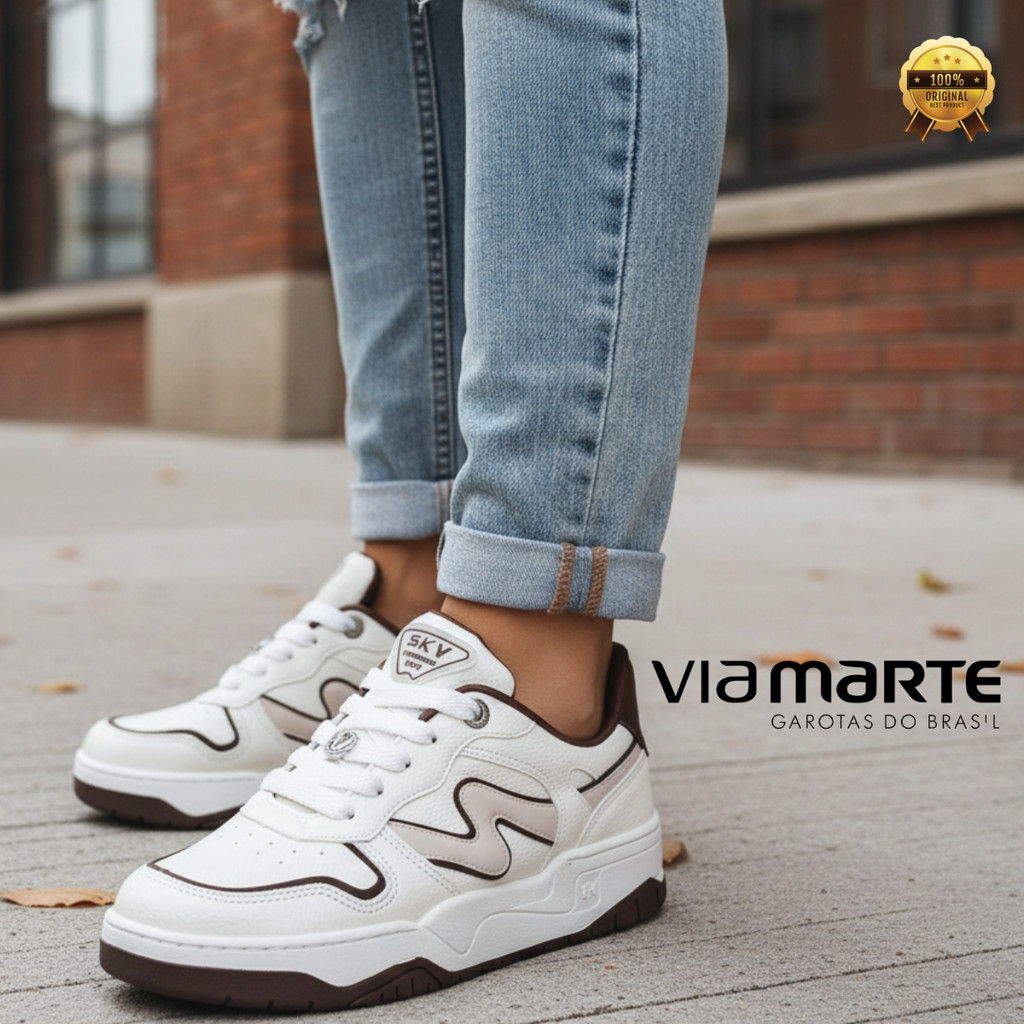 Tênis Feminino Via Marte Casual Moderno Estiloso Flatform Confortável Versátil Leve Original
