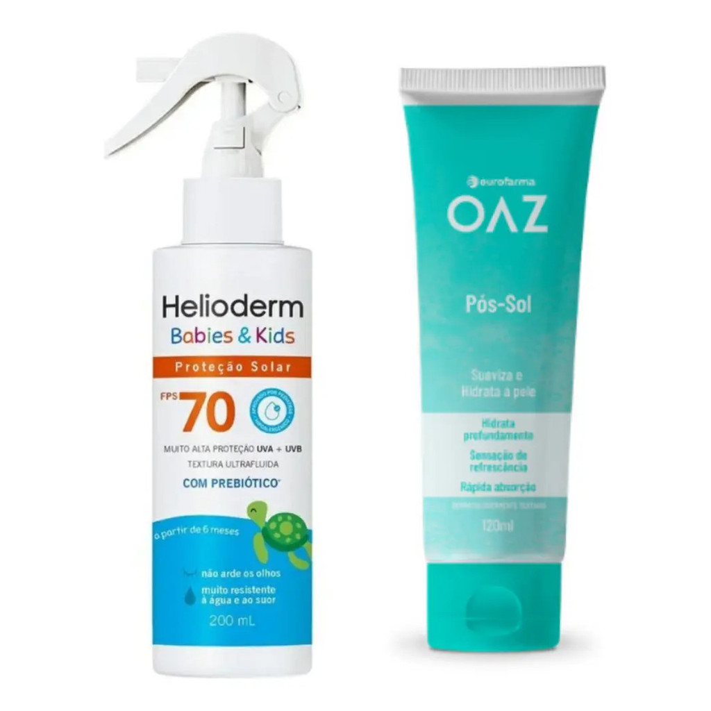 HELIODERM BABIES E KIDS PROTEÇÃO SOLAR FPS 70 + Pós Sol OAZ