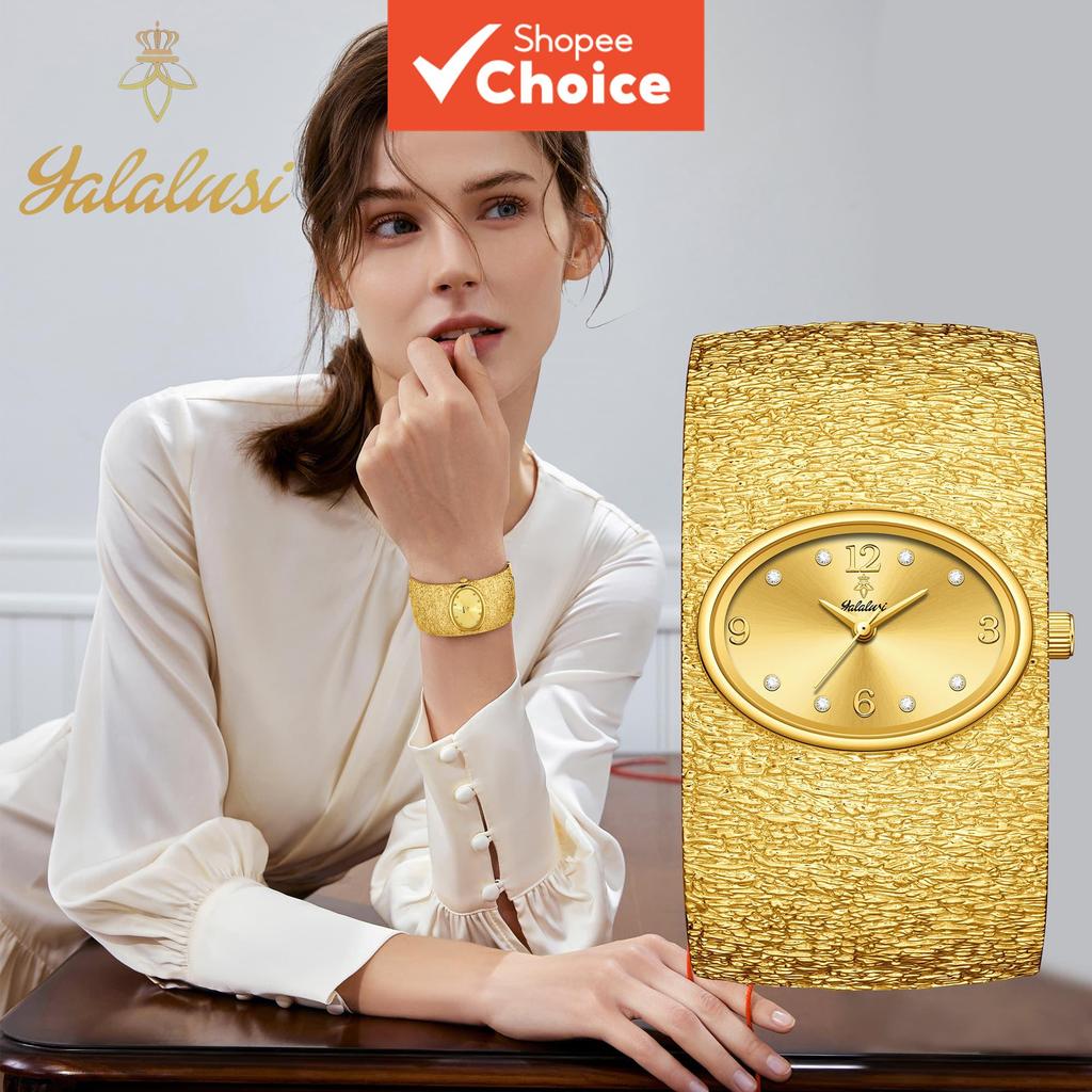  Relógio feminino elegante: Relógio dourado pequeno de luxo, relógio de pulseira à prova d'água, relógio minimalista e