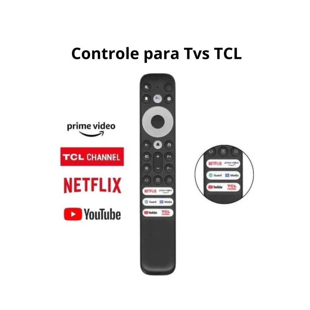 Controle Remoto Compatível Com Smart TV TCL Semp Toshiba Smart 4K Tecla Netflix YouTube