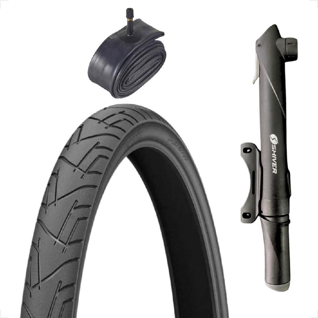 Pneu Bicicleta Praieiro Levorin Aro 24 X 1.95 Liso Bike + Camara bico grosso brinde bombinha