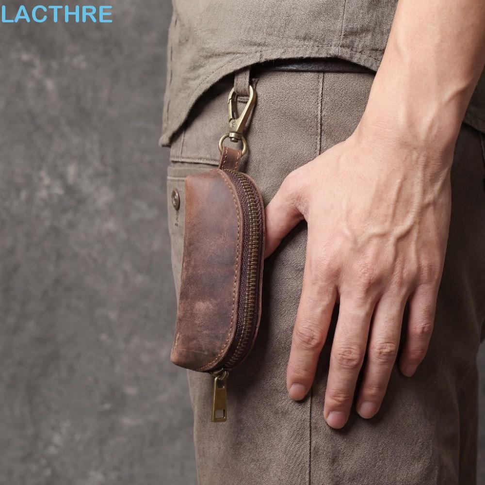 LACTHRE Bolsa Masculina Para Chaveiro , Mini De Moedas De Couro Fina De Grande Capacidade , Água Anti-Respingos