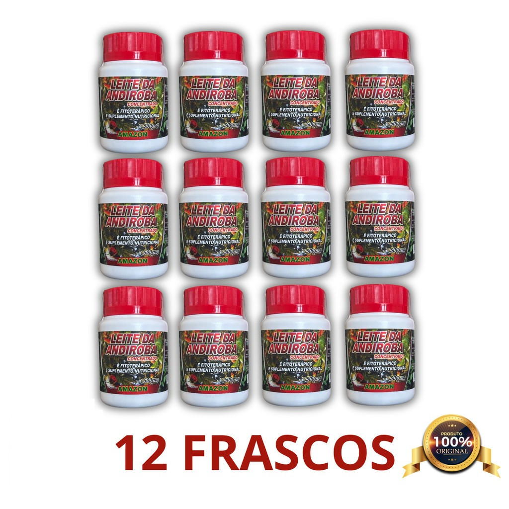 Kit 12 Frascos Leite Da Andiroba 500 mg Concentrado Suplemento Original 30 Cápsulas