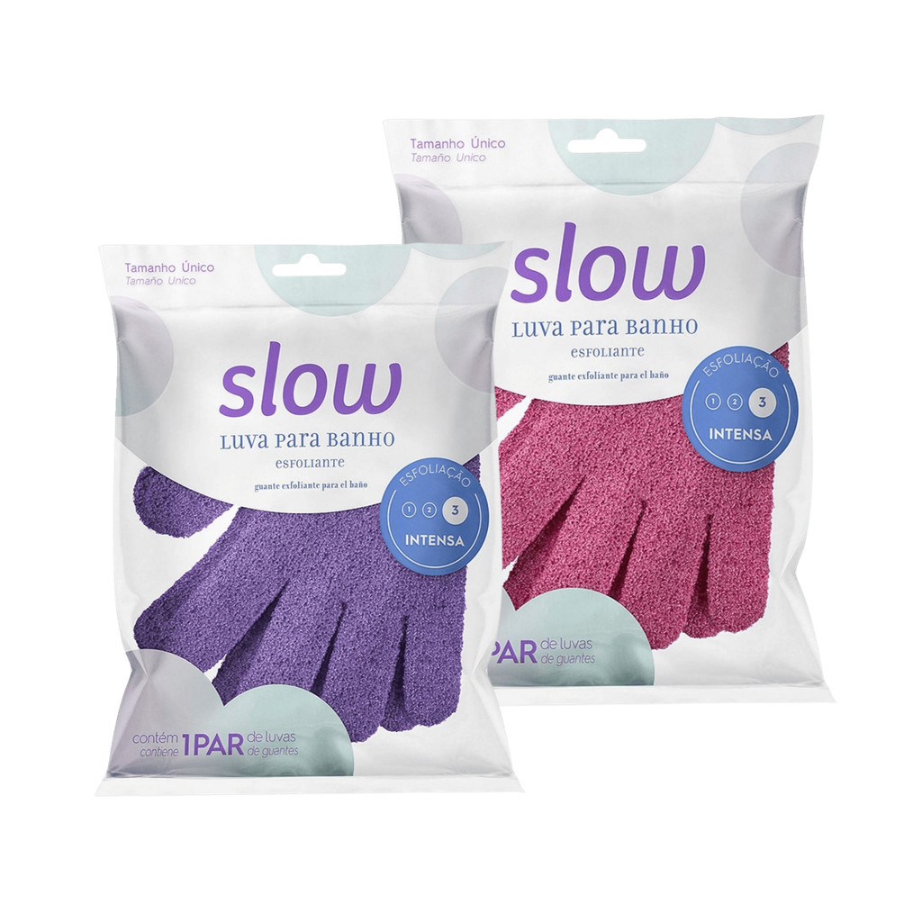 Kit 2x Luva Esfoliante Lanossi Linha Slow | Nível Intenso Rosa ou Roxa | Renovação da Pele