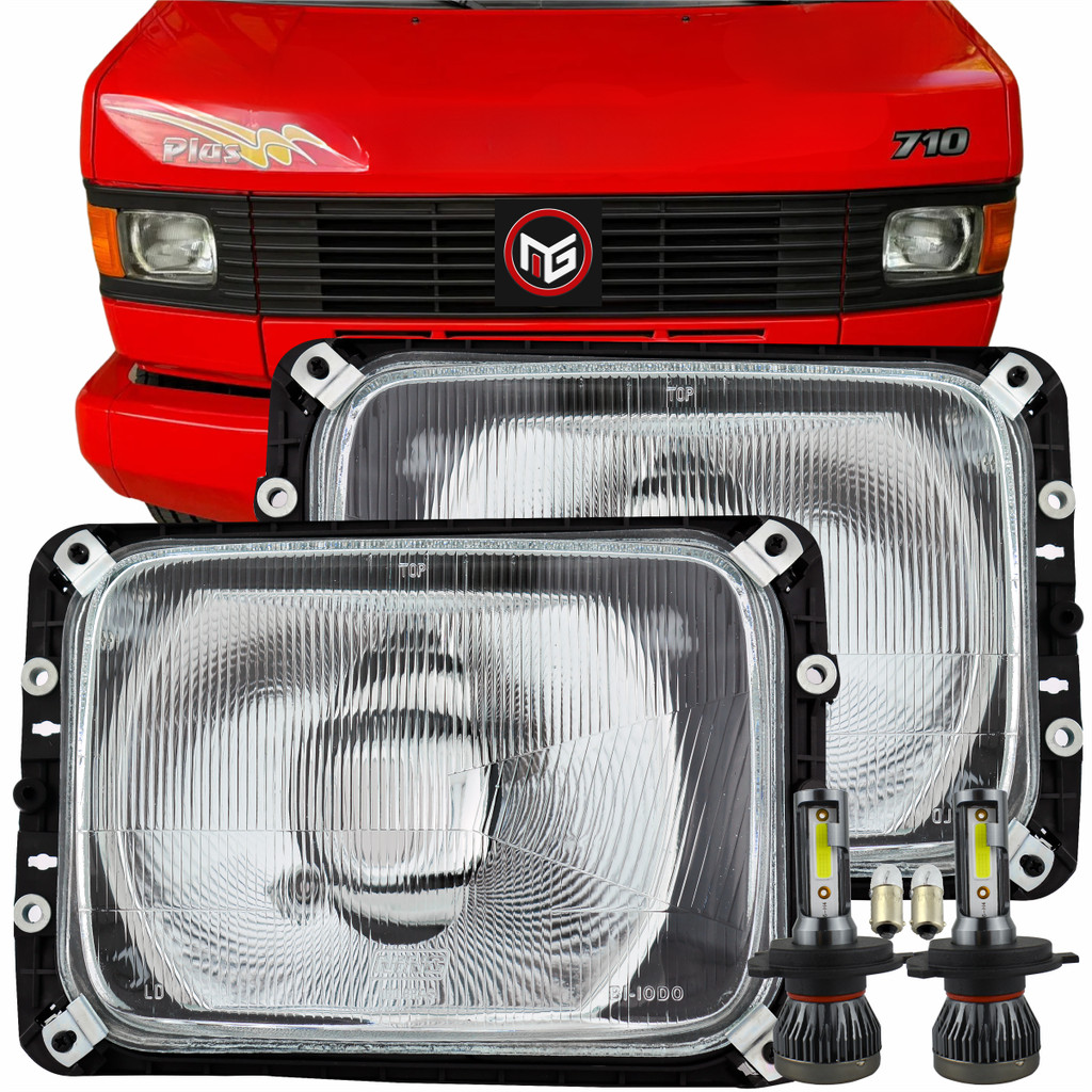Kit Farol Caminhão Mercedes-Benz Mercedinho 709 710 914 de 1989 90 a 1999 + Lampada Led
