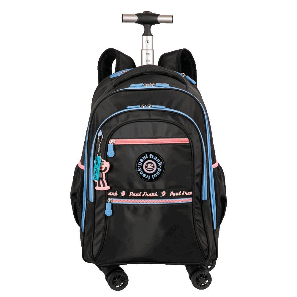 Mochila Carrinho 4 Rodas Duplas Paul Frank Fun - Preto e Rosa em Oferta na Shopee