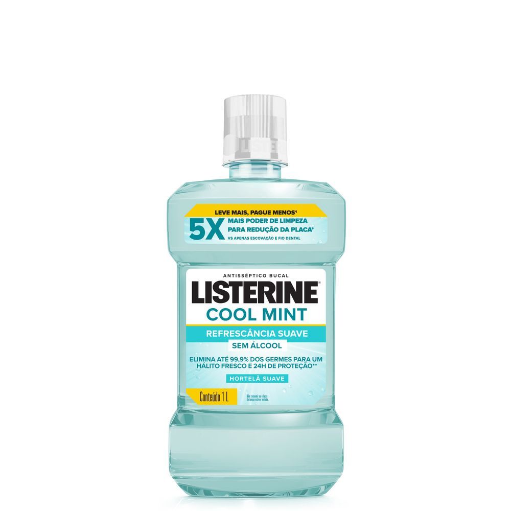 Detalhes do Antisséptico Bucal Listerine Cool Mint Refrescância Suave 1 Litro