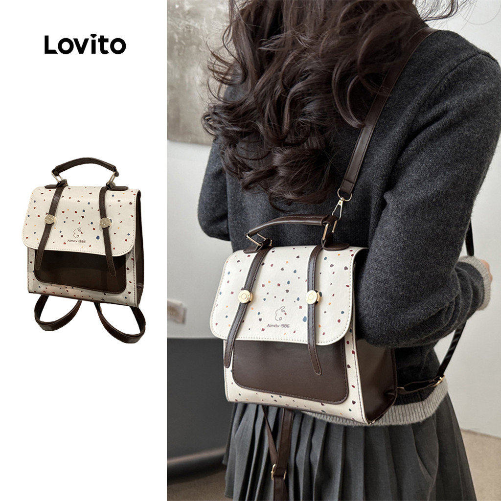 Lovito Mochila Feminina Casual Colorblock Para Escola E Viagens LFA107003