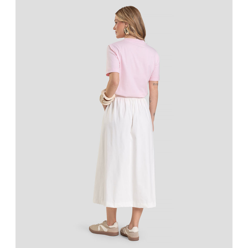 Detalhes do Saia Midi Feminina em Sarja Dianna Bege
