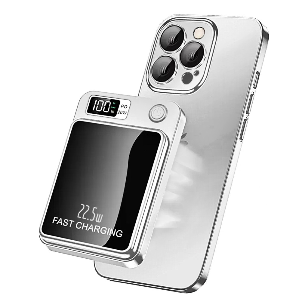 Carregador portátil ultrafino com display, 22,5W de potência magnética 10000 mAh Suporta carregamento rápido