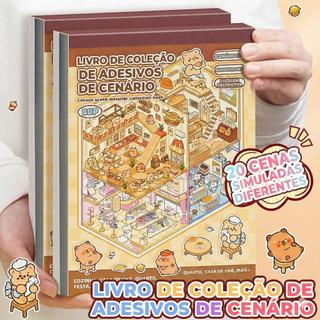 Caderno Adesivos 3D Brinquedo Educativo Presente Criança 20 Cenas 50 Páginas Sem Tela DIY Portátil Modelos A/B