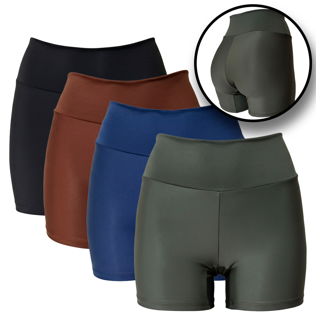 Short Legging Feminino Fitness Cós Alto Academia - Não Fica Transparente