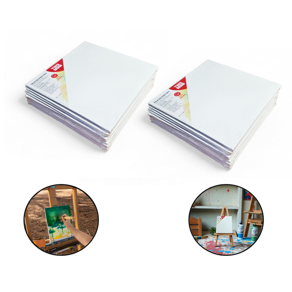Kit 20 Mini Telas de Pintura Fina 15x15 100% Algodão Pronta