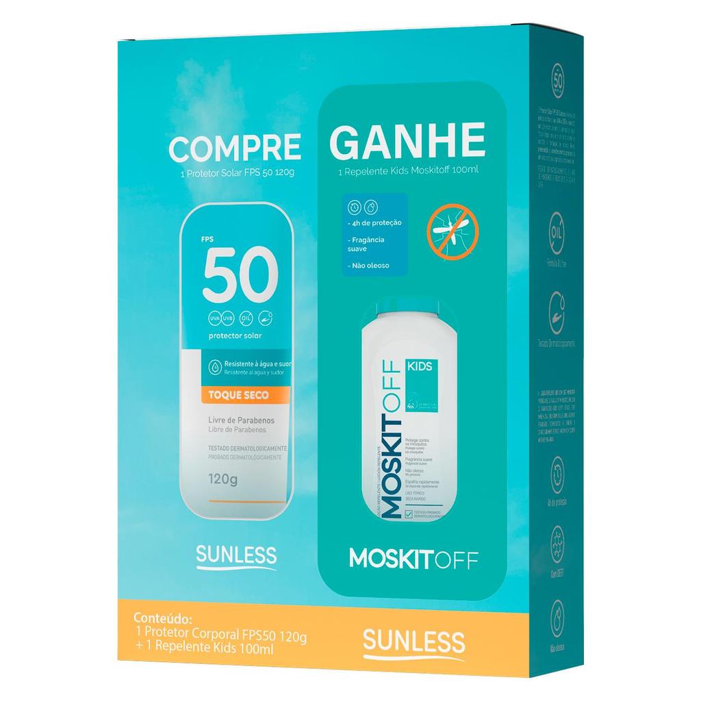 Kit Protetor Solar FPS 50 120g + Repelente Kids Moskitoff 100ml