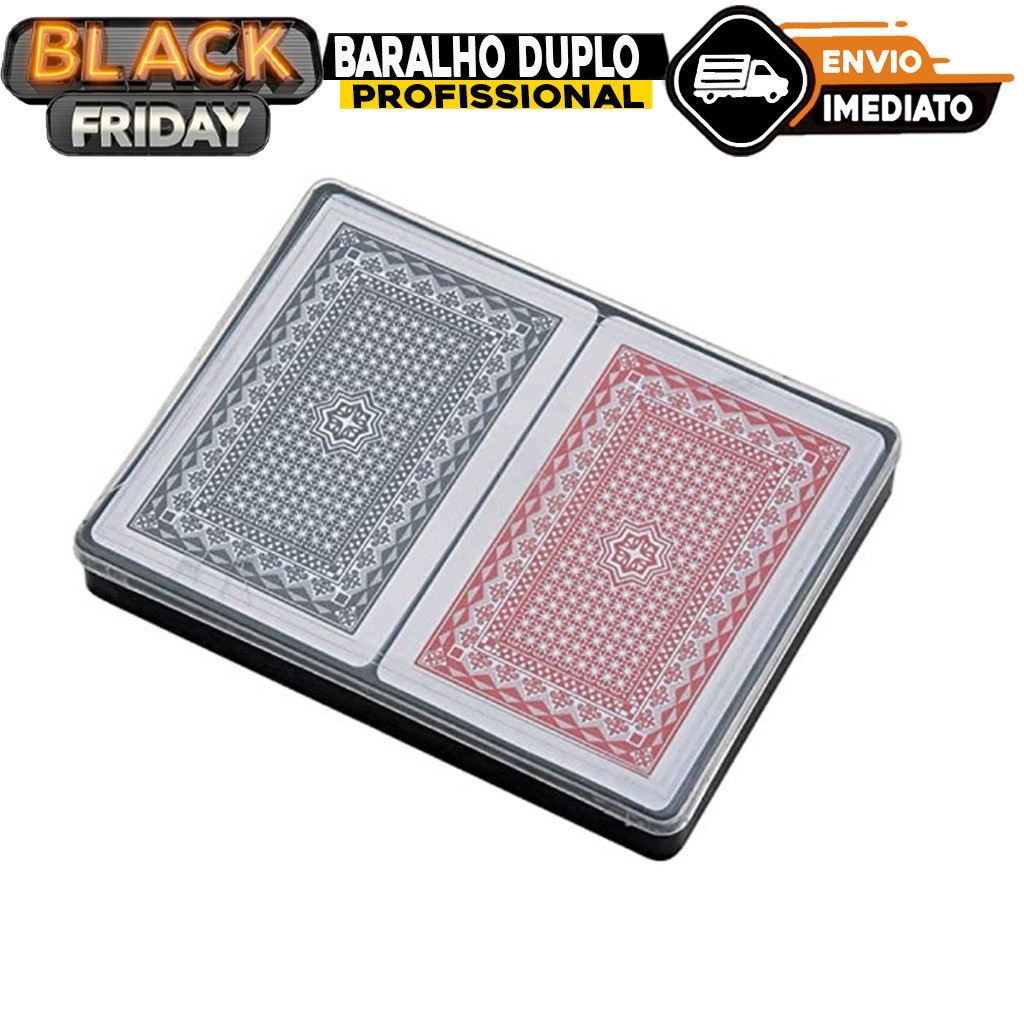 Kit Baralho Duplo Profissional 100% Plastico Lavável