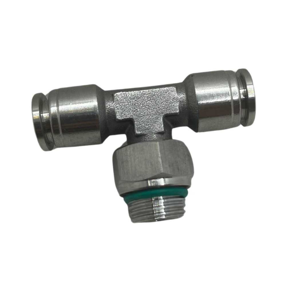 Conector Inox Pneumático Tee 8mm Rosca Central 1/8 Bsp Macho União Emenda para Válvula
