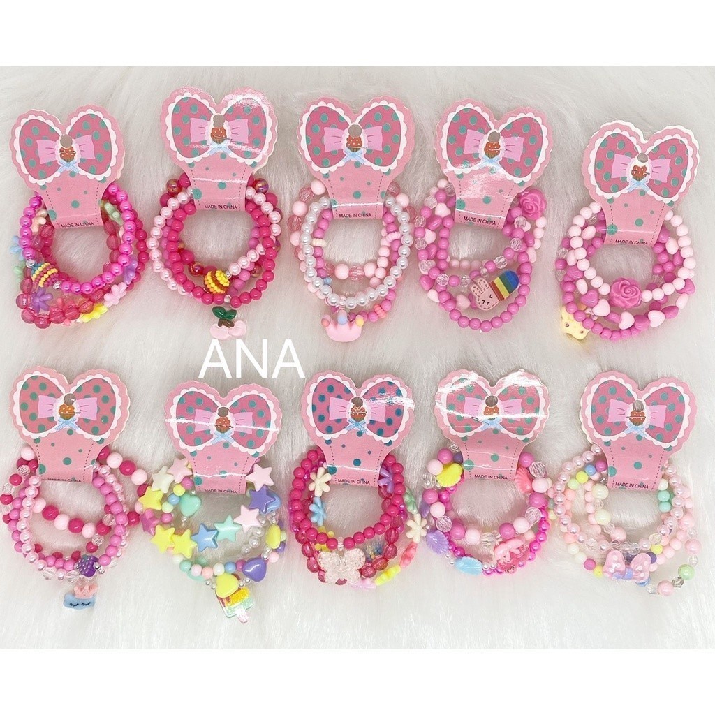 Kit 4 pulseiras lindas infantis de miçanga