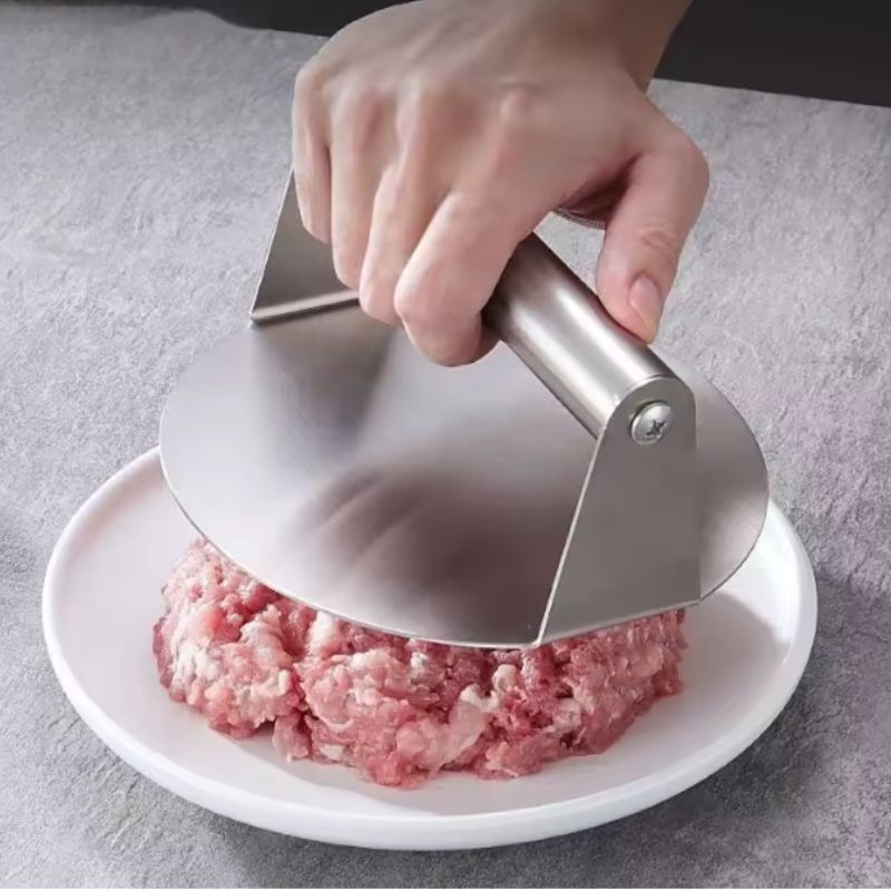 Prensa Smash Burger Aço Inox Prensador Profissional Hambúrguer Chapa Artesanal Amassador De Carne WL-2609
