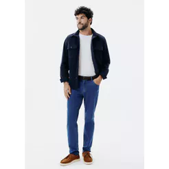 Calça Jeans Básica Masculina Slim Com Elastano