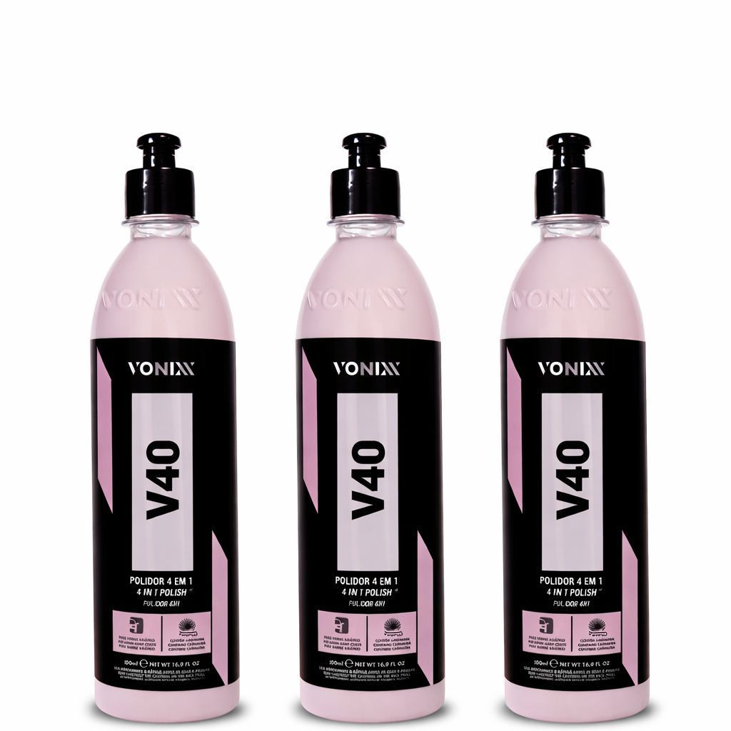 Kit 3 Polidor Corte Refino Lustro Protecao 4 Em 1 V40 500ml Vonixx