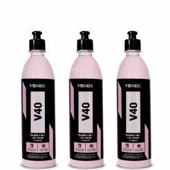 Kit 3 Polidor Corte Refino Lustro Protecao 4 Em 1 V40 500ml Vonixx