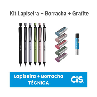 KIT LAPISEIRA TÉCNICA PROFISSIONAL 0.7MM ONE + BORRACHA TÉCNICA + GRAFITE CIS em Oferta na Shopee