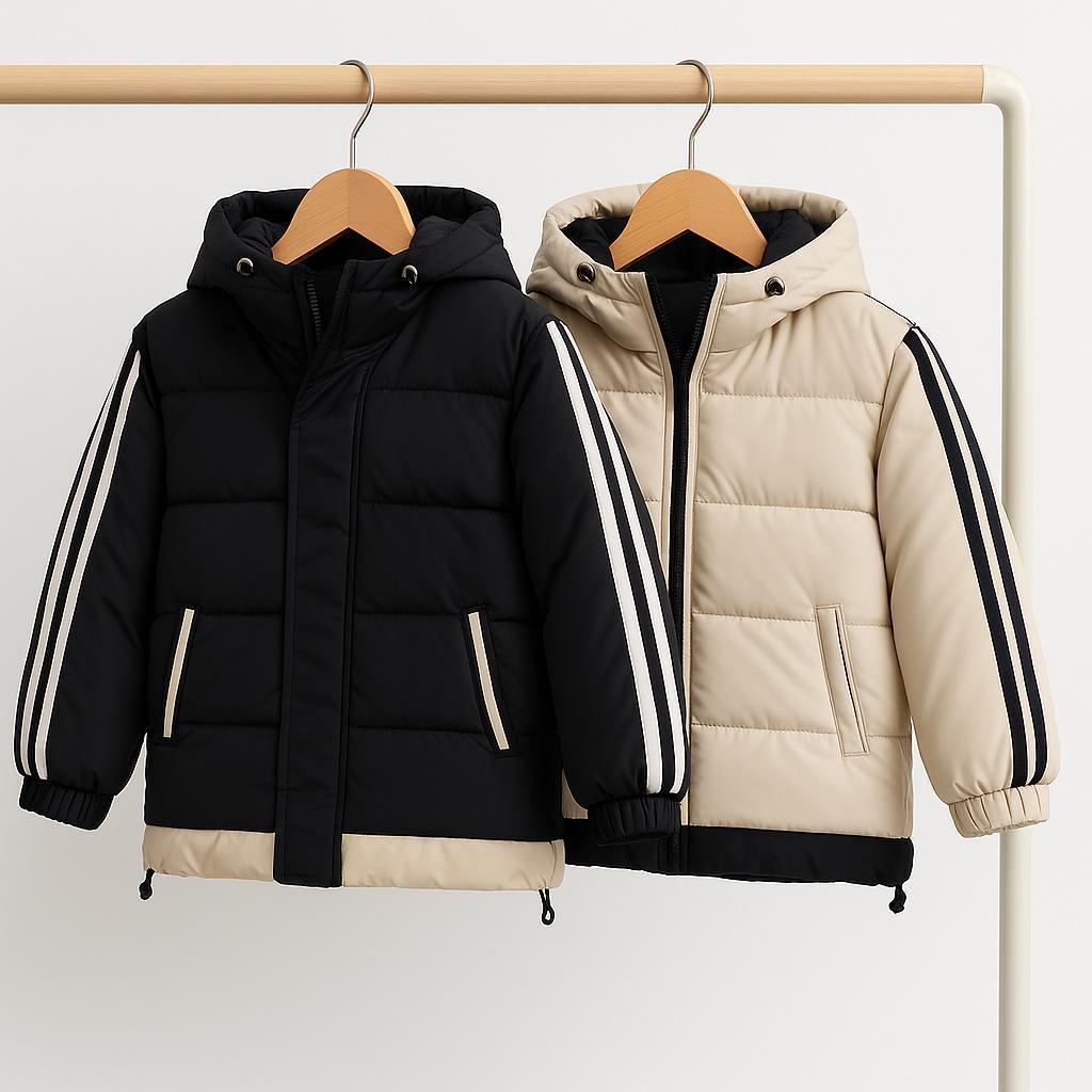 Jaqueta Infantil Puffer Com Punho e Faixa Infantil Impermeável com Bolso Capuz Menino Menina Criança