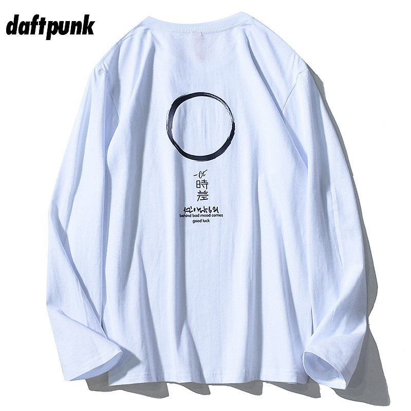 Camiseta de manga comprida masculina feminina primavera outono novo estilo japonês na moda casal topos puro algodão cami
