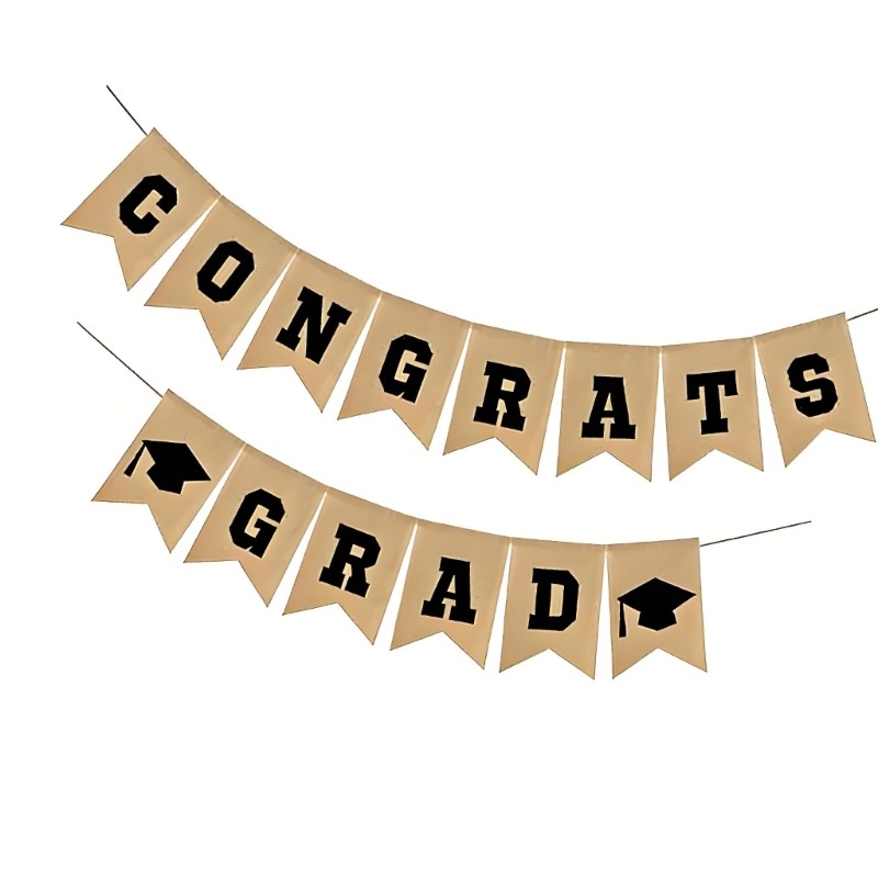 HO Graduação Bunting Retro Tecido De Linho Pennant Pendurado Ornamento Para Cenários