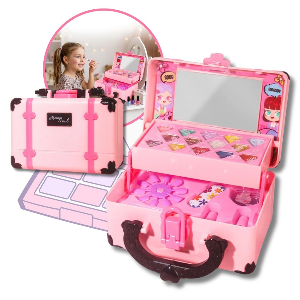 Kit Maleta Maquiagem Infantil Dos Sonhos Fashion Make Up Fashion Completa Com Espelho Kizumba em Oferta na Shopee